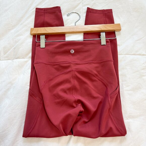 NWOT Lululemon Fast & Free Brushed Nulux 25” High-Rise Tight Red Maroon Size 2 - Picture 9 of 10